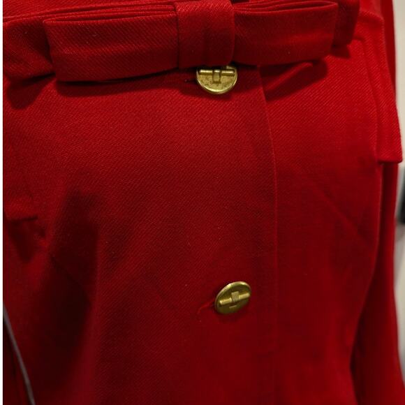 CAbi Beau Bow Gold Button Lined Red Blazer Size 10 - Picture 5 of 13